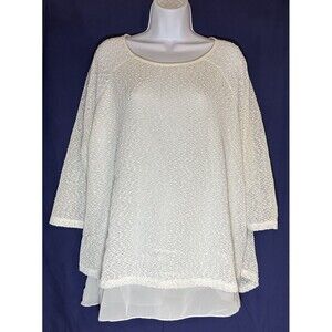 Shannon Ford New York White Lace Lined Split Back Blouse Size 1X
